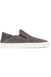 VINCE Garvey leather-trimmed suede slip-on sneakers