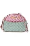 GUCCI Quilted color-block metallic leather shoulder bag