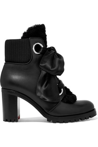 Christian Louboutin Jenny From The Alps 70 Shearling And Leather Ankle Boots In Black