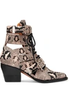 CHLOÉ Rylee cutout snake-effect leather ankle boots