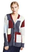 ADAM LIPPES BRUSHED CASHMERE KNIT PATCHWORK CARDIGAN