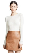 THEORY DELICATE CABLE CREW CASHMERE SWEATER