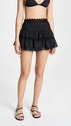 Charo Ruiz Natalie Tiered Broderie Anglaise Cotton-blend Mini Skirt In Black