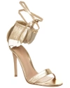 GIANVITO ROSSI METALLIC LEATHER FEATHER SANDAL,8058570004913