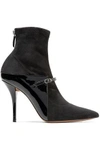GIVENCHY GIVENCHY WOMAN SUEDE AND PATENT-LEATHER SOCK BOOTS BLACK,3074457345619102963