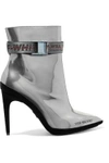 OFF-WHITE &TRADE; WOMAN MIRRORED LEATHER ANKLE BOOTS SILVER,AU 5016545970233136