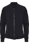 KORAL KORAL WOMAN GLANCE RUFFLE-TRIMMED JACQUARD BOMBER JACKET BLACK,3074457345619087443