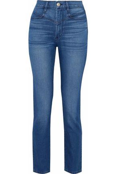 3x1 Woman Faded High-rise Skinny Jeans Mid Denim