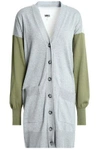 MM6 MAISON MARGIELA WOMAN COLOR-BLOCK COTTON-CARDIGAN LIGHT GRAY,GB 4230358016174072