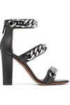 GIVENCHY GIVENCHY WOMAN CHAIN-TRIMMED LEATHER SANDALS BLACK,3074457345619102989