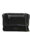 JÉRÔME DREYFUSS JÉRÔME DREYFUSS WOMAN LEATHER-TRIMMED SUEDE SHOULDER BAG BLACK,3074457345619205159