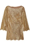 MICHAEL KORS MICHAEL KORS COLLECTION WOMAN METALLIC CORDED LACE BLOUSE GOLD,3074457345618994328