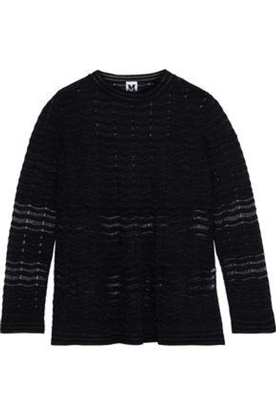 M Missoni Woman Metallic Crochet-knit Jumper Black
