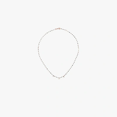 Gigi Clozeau Black Rg Bead Diamond And Rose Gold Necklace In Black