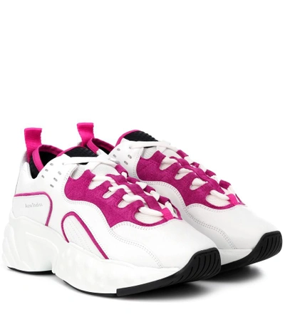 Acne Studios Manhattan皮革运动鞋 In White/pink