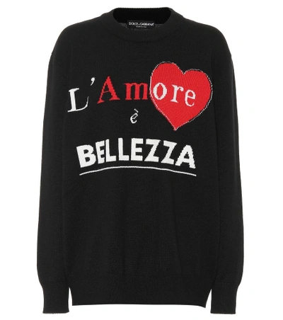 Dolce & Gabbana L'amore E Bellezza Intarsia-knit Cashmere Pullover Jumper In Black