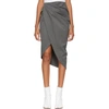 HELMUT LANG GREY WOOL DRAPED SKIRT