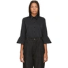 MARC JACOBS MARC JACOBS BLACK RUFFLE SLEEVE SHIRT