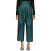 MARC JACOBS MARC JACOBS GREEN HIGH-WAISTED LEATHER PANTS
