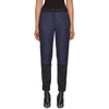 TIBI TIBI NAVY AND BLACK QUILTED COMBO TROUSERS