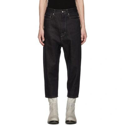 Rick Owens Cropped Cotton Denim Jeans In Blue