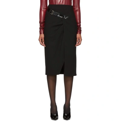 Givenchy Wool Cross-over Mid-length Skirt In Black
