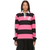 OPENING CEREMONY OPENING CEREMONY PINK AND BLACK STRIPED RUGBY LONG SLEEVE POLO