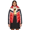 GUCCI GUCCI RED FLORAL STRIPE DOWN JACKET