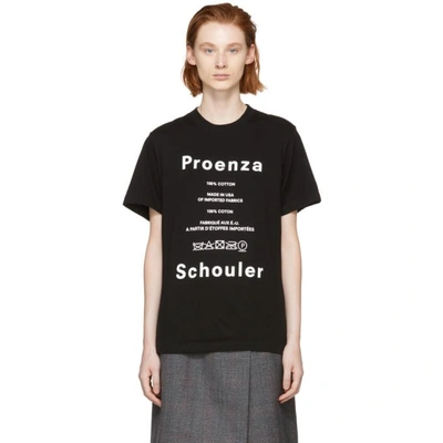 Proenza Schouler Pswl Printed Cotton-jersey T-shirt In 21230 Black/white Care Label