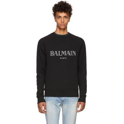 Balmain Black Reflective Logo Sweatshirt In Black,white