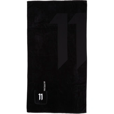 11 By Boris Bidjan Saberi 黑色徽标毛巾 In Black