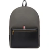 THOM BROWNE THOM BROWNE BLACK AND GREY COLORBLOCKED UNSTRUCTURED BACKPACK