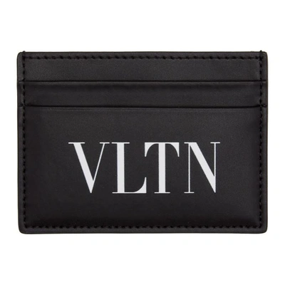 Valentino Garavani Small Logo Leather Credit Card Holder In Black
