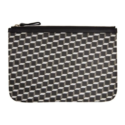 Pierre Hardy Black And White Large Cube Perspective Pouch In Blk/wh/blk