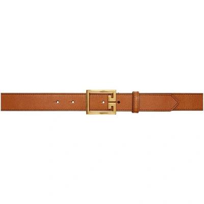 Givenchy Calfskin Leather Belt W/ Double-g Logo Buckle In Brown