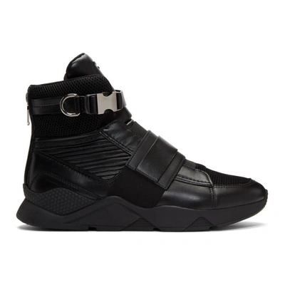 Balmain Faust Mesh And Leather High-top Sneakers - 黑色 In Black