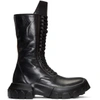 RICK OWENS RICK OWENS BLACK LACE-UP TRACTOR BOOTS