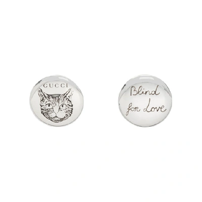 Gucci Silver 'blind For Love' Stud Earrings In 0701 Silver