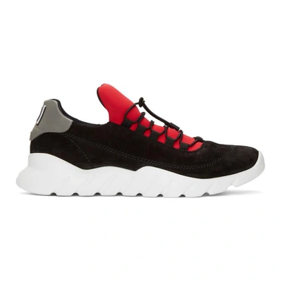 Fendi Black & Red Logo Tab Sneakers