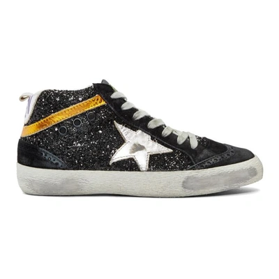 Golden Goose Midstar Glitter And Suede Trainers In Black