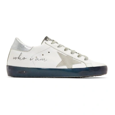 Golden Goose Superstar "love Me For" Leather Low-top Platform Trainer With Suede Star In White