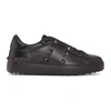 Valentino Rockstud Untitled Noir Leather Sneakers In 0no Black