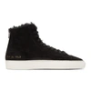 COMMON PROJECTS WOMAN BY COMMON PROJECTS SSENSE EXCLUSIVE BLACK SHEARLING TOURNAMENT HIGH-TOP SNEAKERS