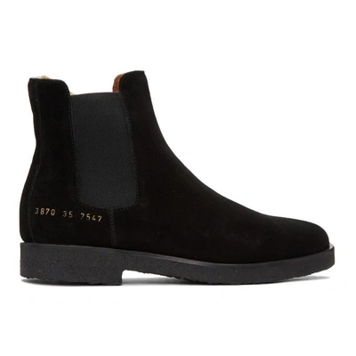 Common Projects Woman By  Black Suede Chelsea Boots In Black
