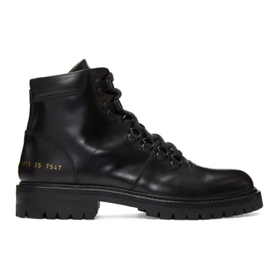 Common Projects Black Glossed Leather Ankle Boots