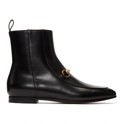 Gucci Jordaan Horsebit-detailed Leather Ankle Boots In Black