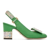 GUCCI GUCCI GREEN MOIRE MADELYN SLINGBACK HEELS