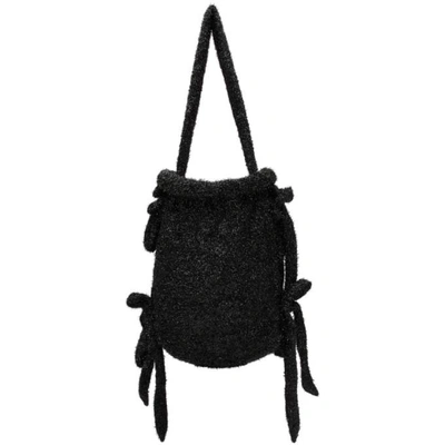 Simone Rocha Bow Accent Tinsel Drawstring Bag In Black
