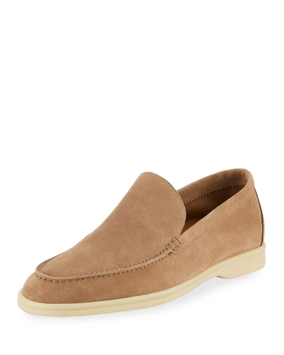 Loro Piana Summer Walk Suede Loafers In Light Woodsmoke