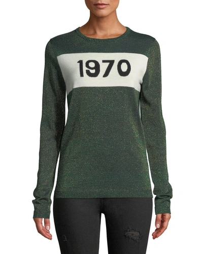 Bella Freud 1970 Metallic-knit Wool-blend Jumper In Green
